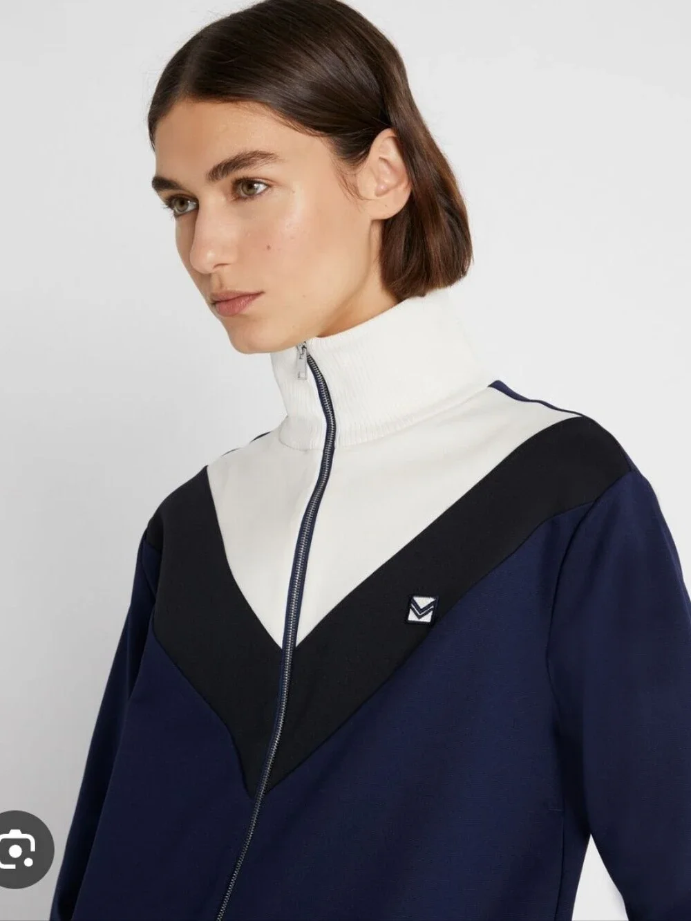 Tory Burch Navy, Black & White Colorblock Track Jacket